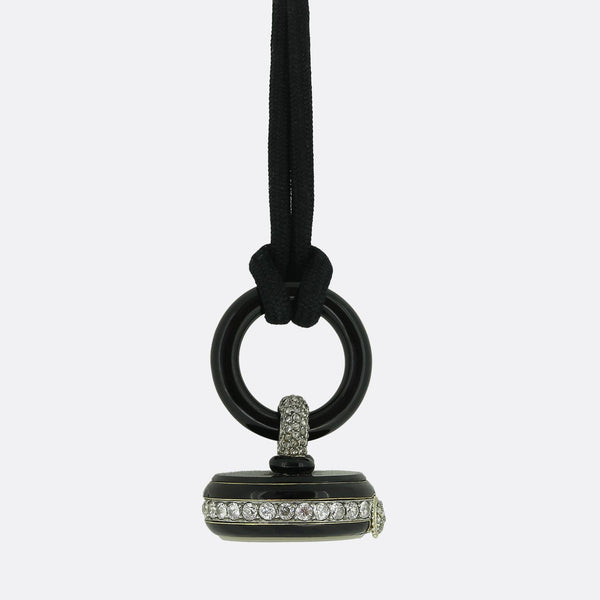 Cartier Antique Diamond Watch Fob Pendant Necklace