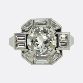 Late Art Deco 1.80 Carat Diamond Ring