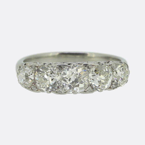Edwardian 2.90 Carat Diamond Five-Stone Ring