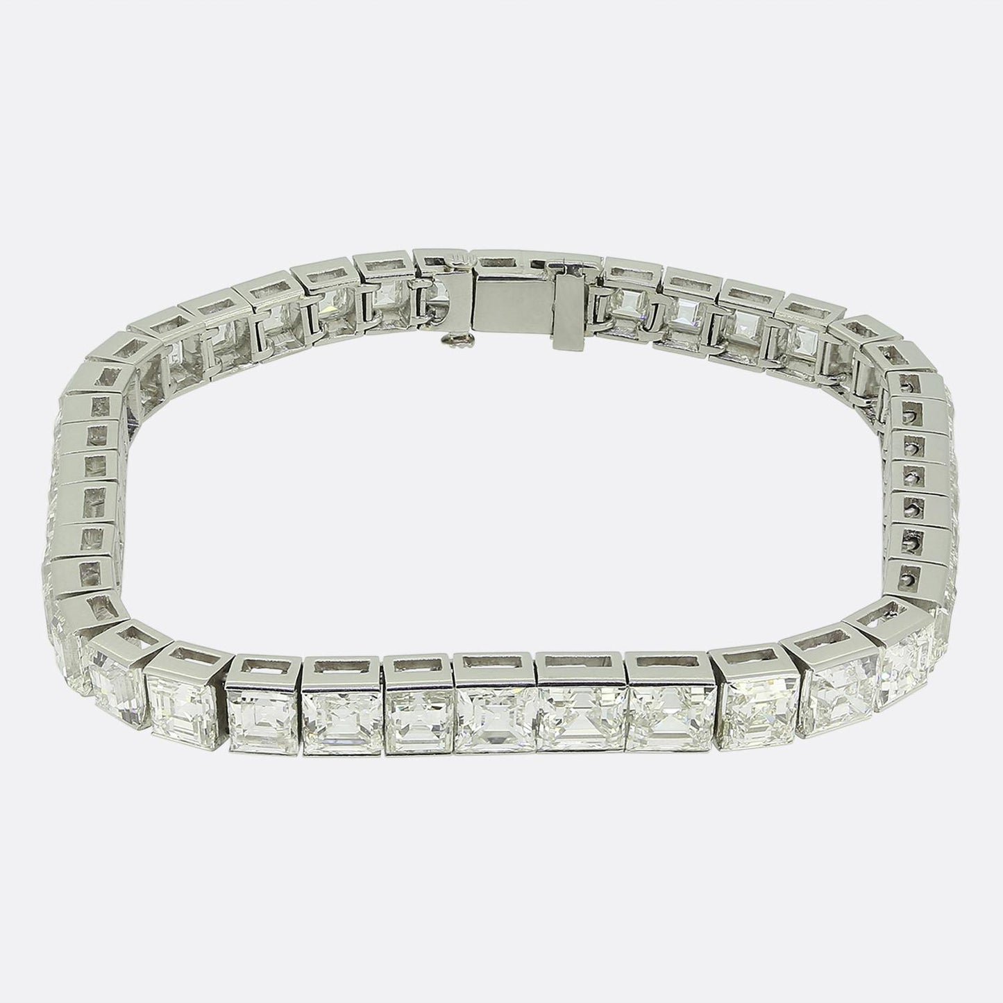 21.00 Carat Carré Cut Diamond Line Bracelet