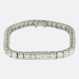 21.00 Carat Carré Cut Diamond Line Bracelet