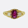 Victorian Burmese Ruby and Diamond Three-Stone Ring