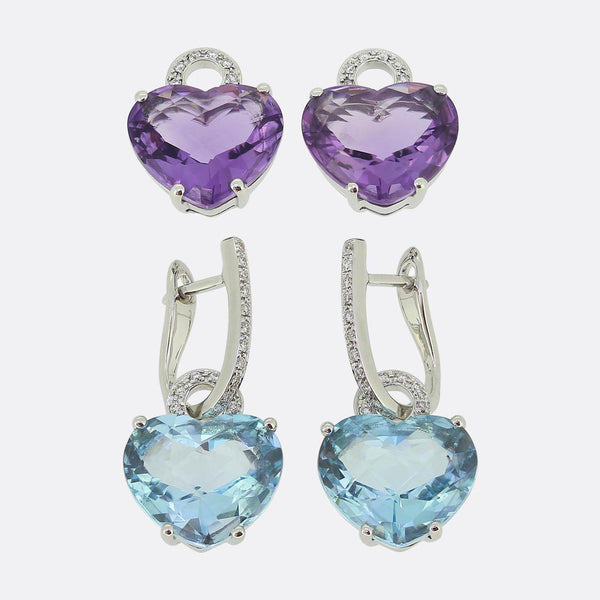 Kiki McDonough Topaz Amethyst and Diamond Detachable Earrings