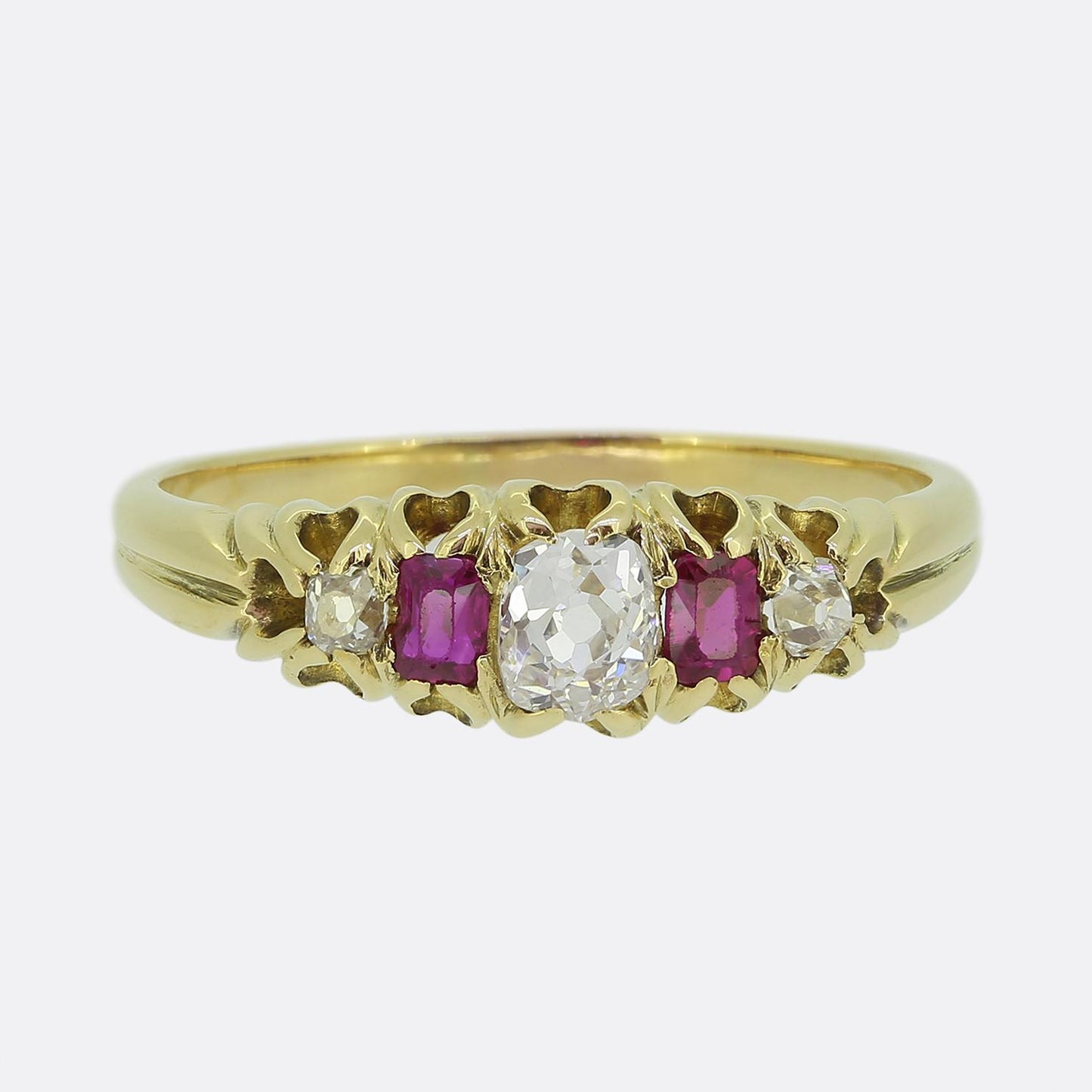 Victorian Ruby and Diamond Five-Stone Ring