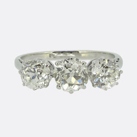 Art Deco Old Cut Diamond Three Stone Ring