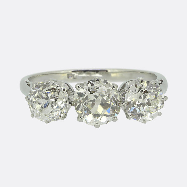 Art Deco Old Cut Diamond Three Stone Ring