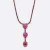 Art Deco Cabochon Burmese Ruby and Pink Sapphire Necklace