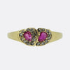 Antique Ruby and Diamond Double Heart Ring
