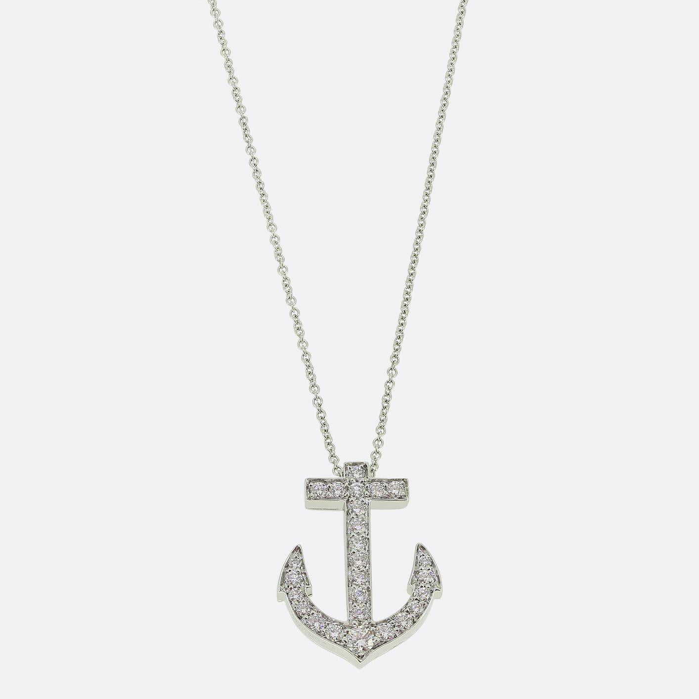 Tiffany & Co Diamond Anchor Pendant Necklace