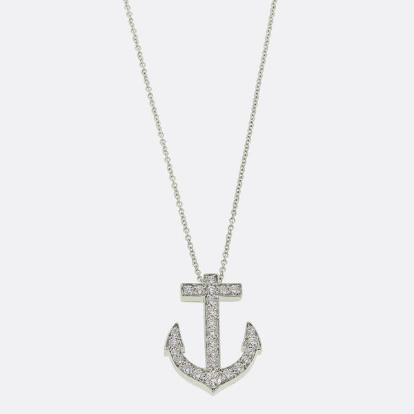 Tiffany & Co Diamond Anchor Pendant Necklace