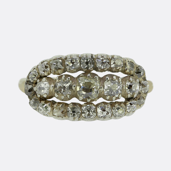 Georgian Old Cut Diamond Three-Row Ring
