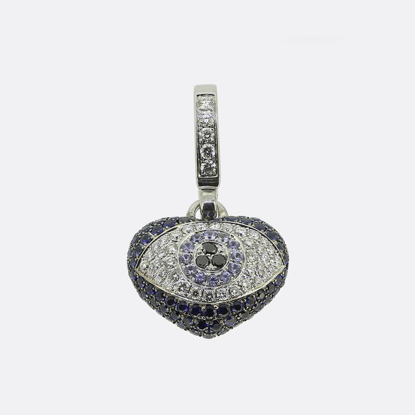 Theo Fennell Sapphire and Diamond Evil Eye Art Pendant