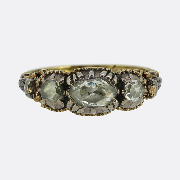 Georgian Rose Cut Diamond Three-Stone Ring