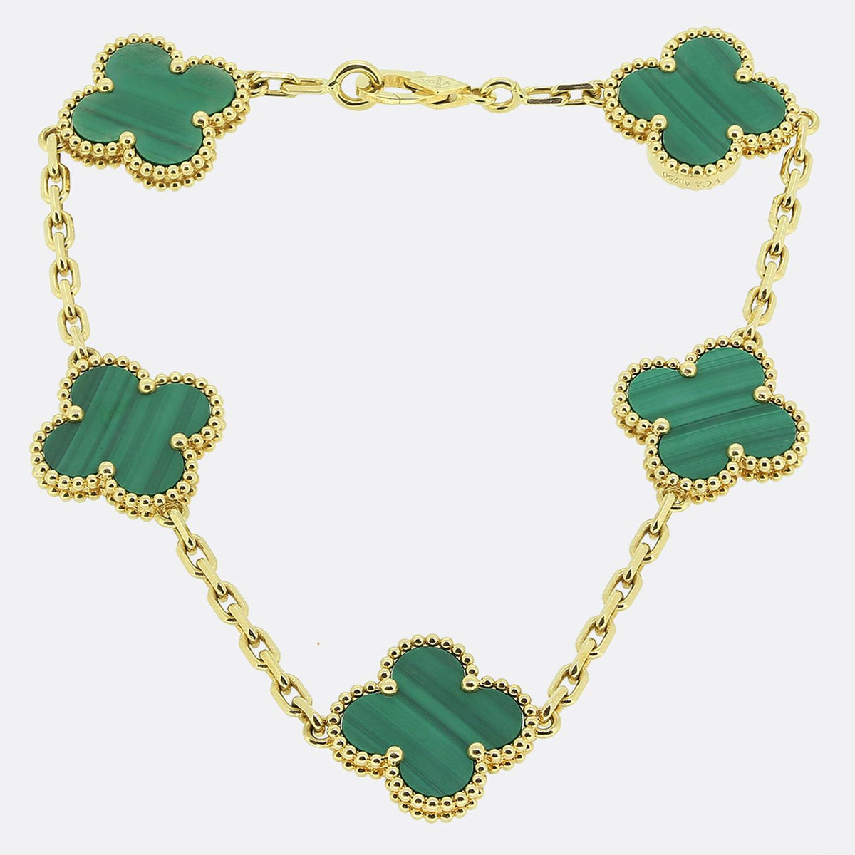Van Cleef & Arpels Vintage Alhambra Five Motif Malachite Bracelet