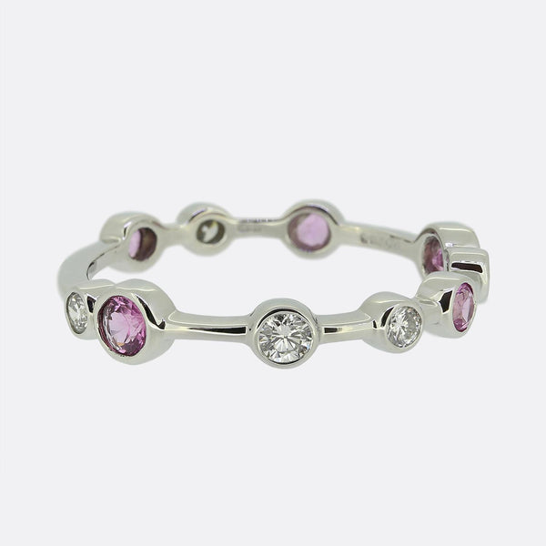 Boodles Full-Hoop Pink Sapphire and Diamond Raindance Ring Size T (61.5)