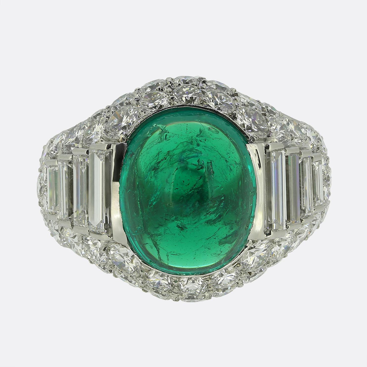 Bvlgari 4.91 Carat Emerald and Diamond Trombino Ring