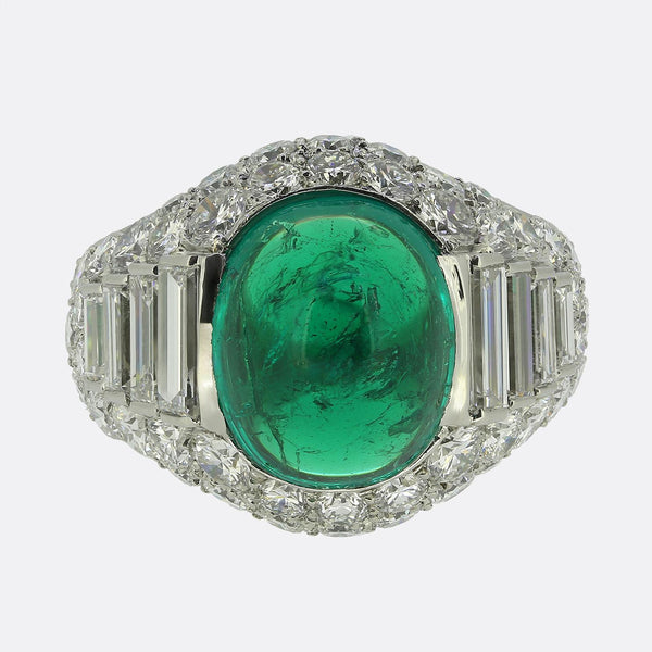 Bvlgari 4.91 Carat Emerald and Diamond Trombino Ring