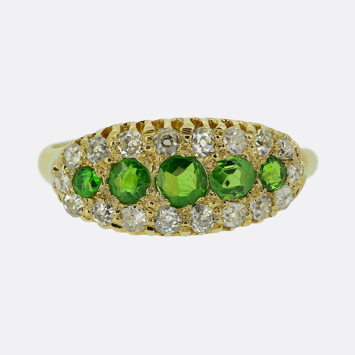 Victorian Demantoid Garnet and Diamond Ring