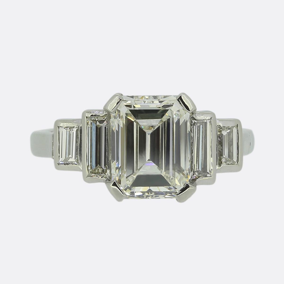 2.25 Carat Emerald Cut Diamond Five-Stone Ring
