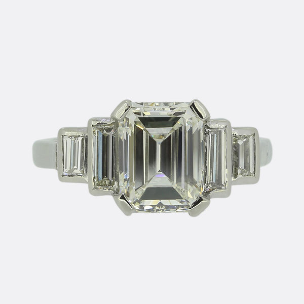 2.25 Carat Emerald Cut Diamond Five-Stone Ring