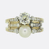 Antique Pearl and Diamond Three Row Ring