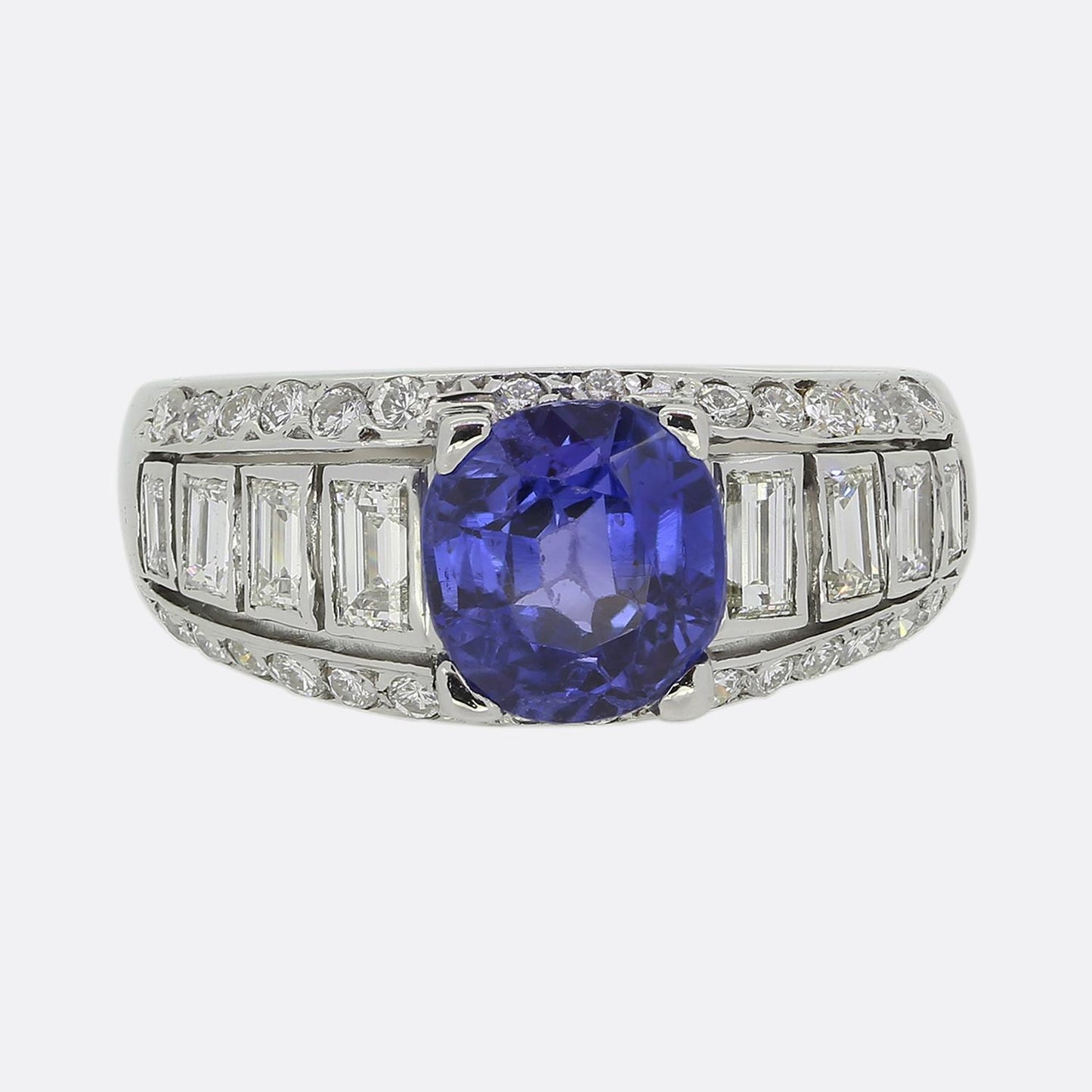 2.50 Carat Ceylon Sapphire and Diamond Cluster Ring
