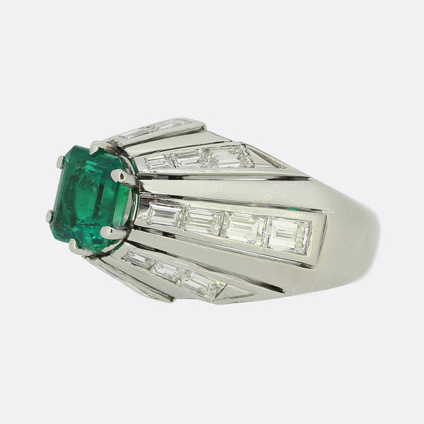 Mid-Century Emerald and Diamond Ring