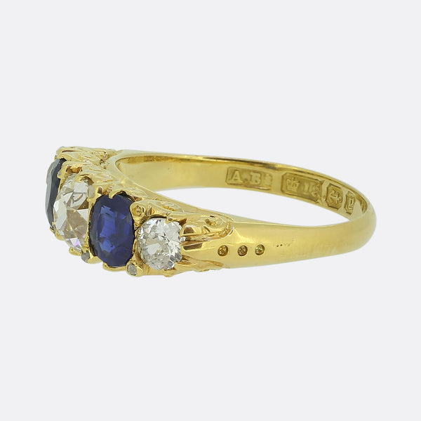 Victorian Sapphire and Diamond Five-Stone Ring