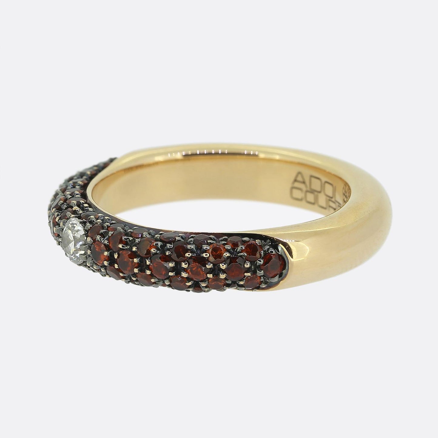 Adolfo Courrier Orange Sapphire and Diamond Band Ring