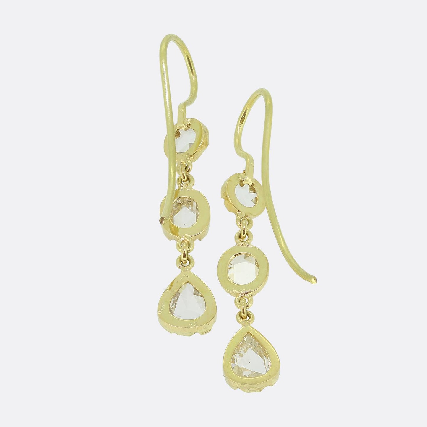 Vintage Rose Cut Diamond Drop Earrings