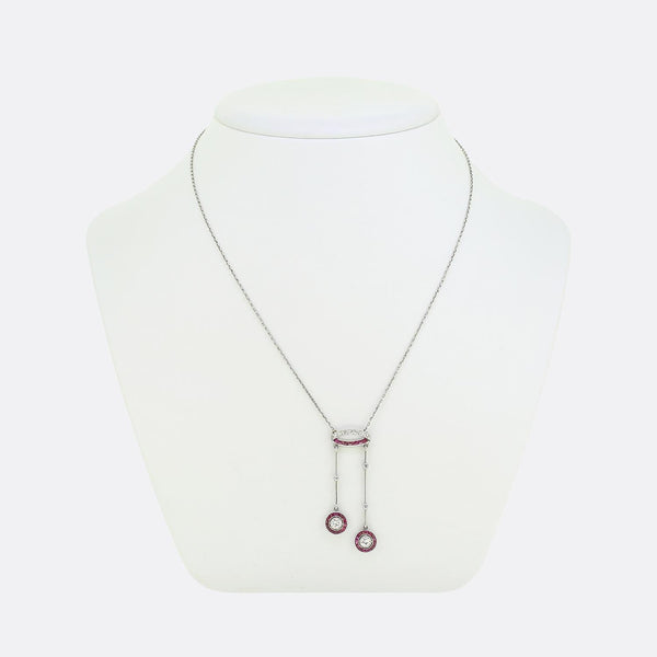 Art Deco Ruby and Diamond Target Negligeé Necklace