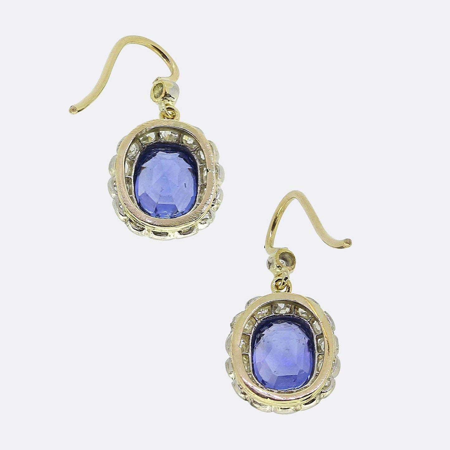 Antique Ceylon Sapphire and Diamond Drop Earrings