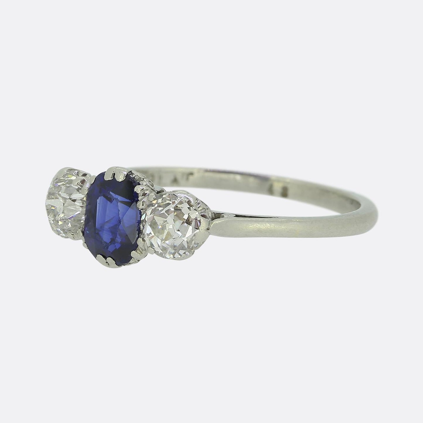 Art Deco Sapphire Diamond Three Stone Ring