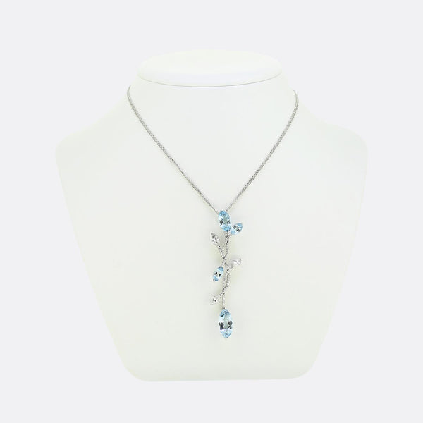 Boodles Aquamarine Diamond Pendant Necklace