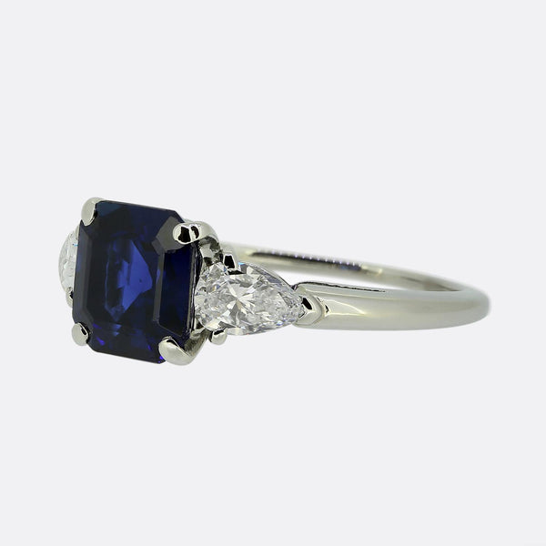 Cartier Sapphire and Diamond Three-Stone Ring