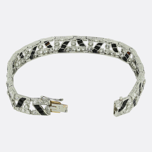 Art Deco Onyx and Diamond Bracelet