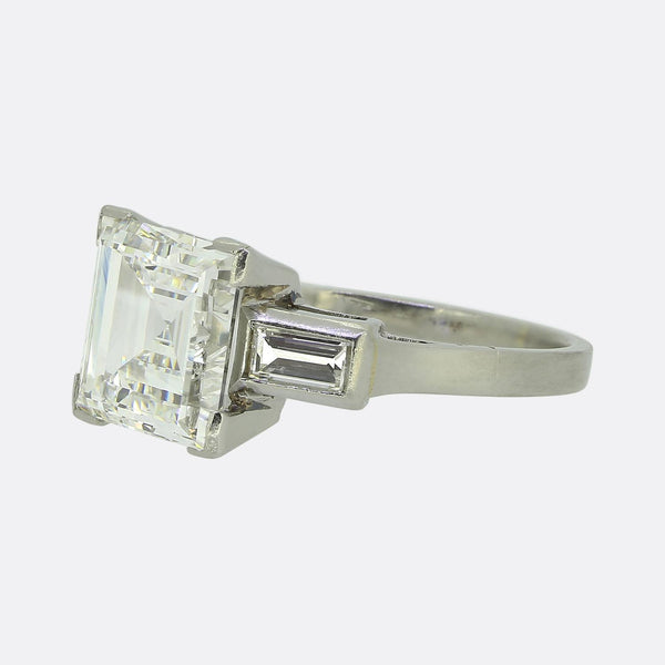 2.80 Carat Carré Cut Diamond Three-Stone Ring