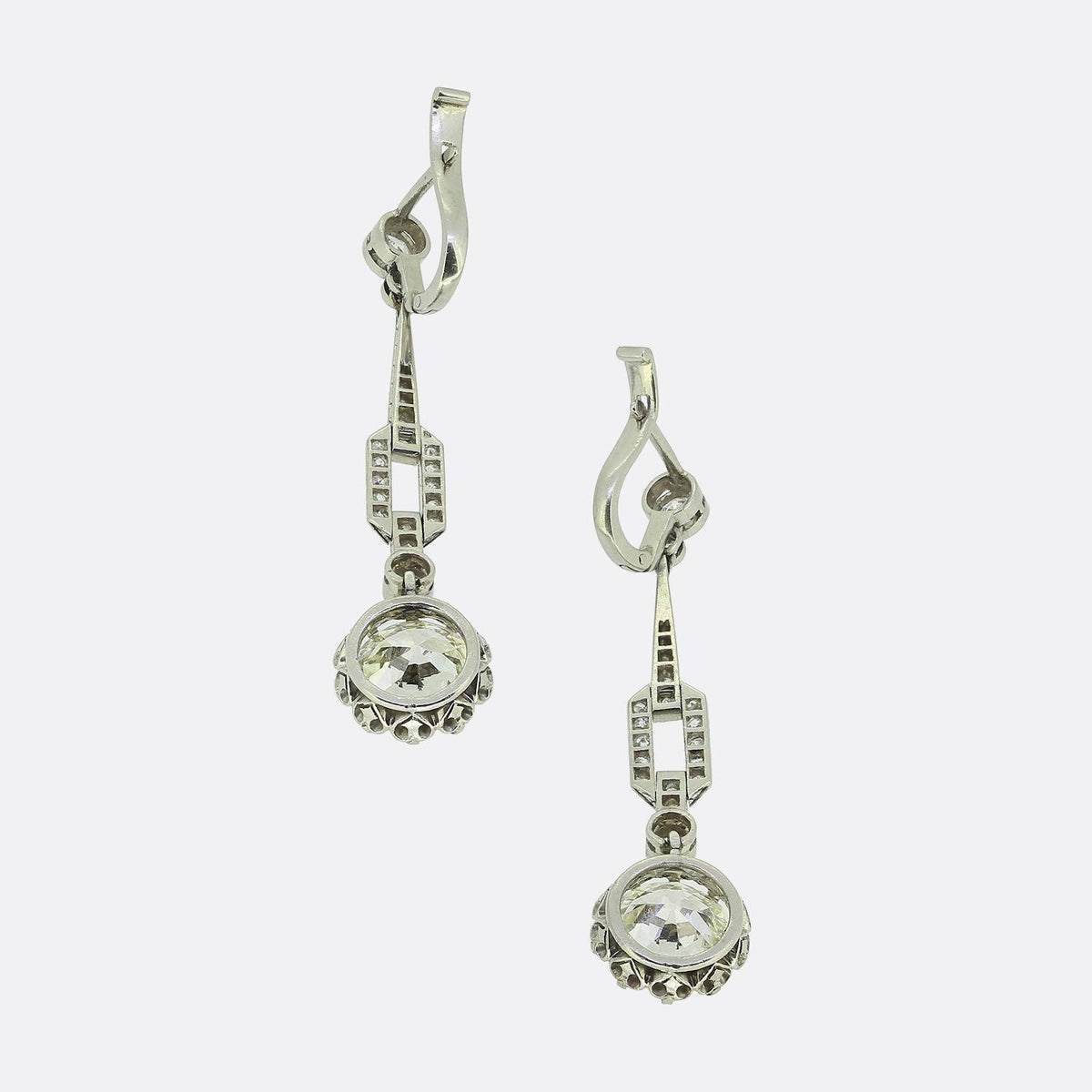 Art Deco 5.03 Carat Diamond Drop Earrings