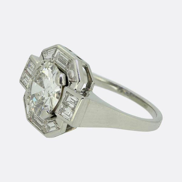 Late Art Deco 1.80 Carat Diamond Ring