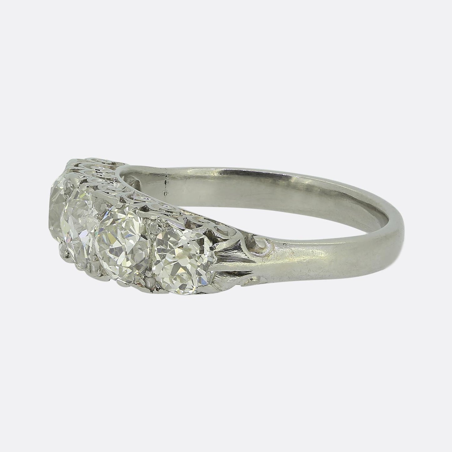 Edwardian 2.90 Carat Diamond Five-Stone Ring