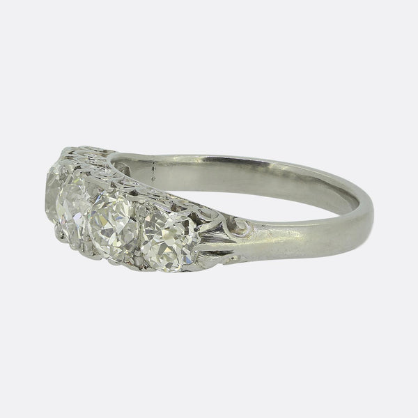 Edwardian 2.90 Carat Diamond Five-Stone Ring