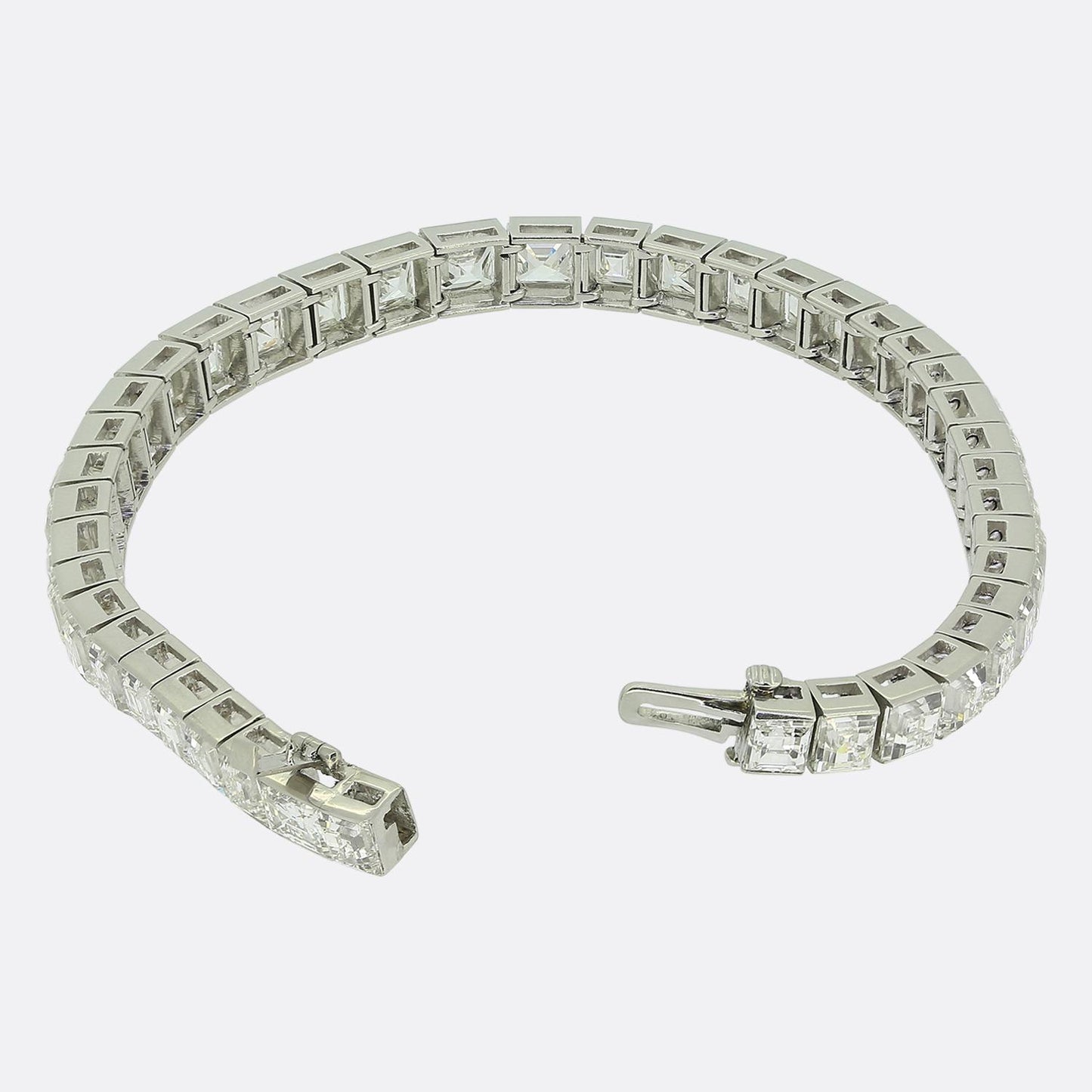 21.00 Carat Carré Cut Diamond Line Bracelet