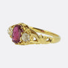 Victorian Burmese Ruby and Diamond Three-Stone Ring