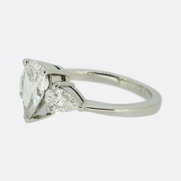 Graff 1.51 Carat Pear-Cut Diamond Three-Stone Promise Engagement Ring