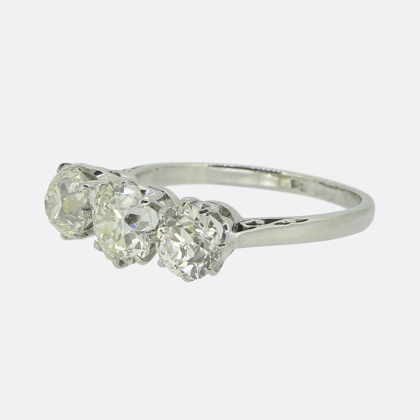 Art Deco Old Cut Diamond Three Stone Ring