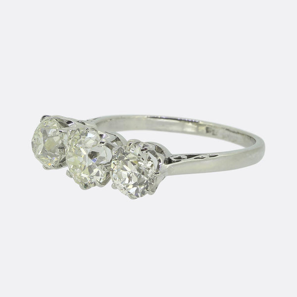 Art Deco Old Cut Diamond Three Stone Ring