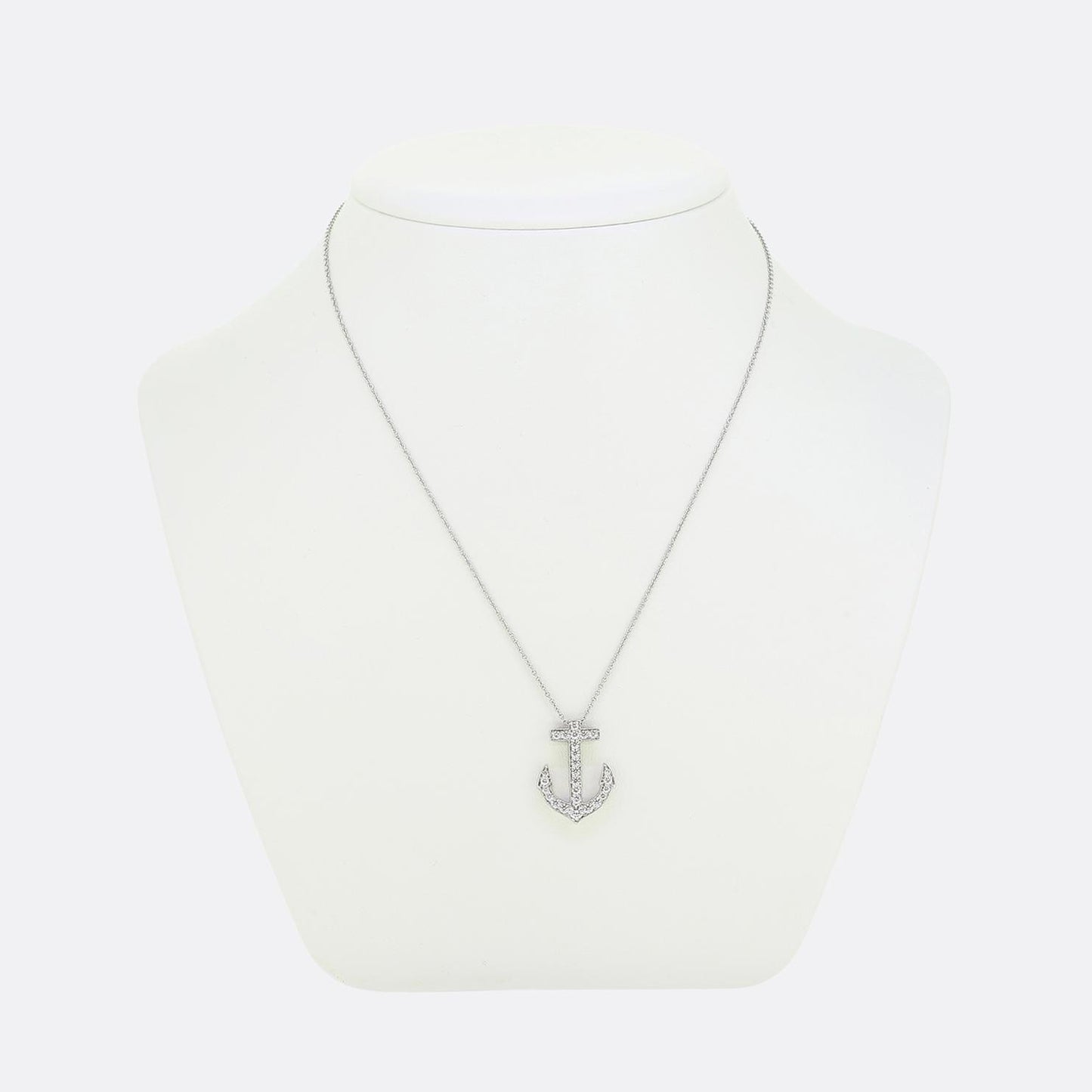 Tiffany & Co Diamond Anchor Pendant Necklace