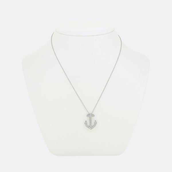 Tiffany & Co Diamond Anchor Pendant Necklace