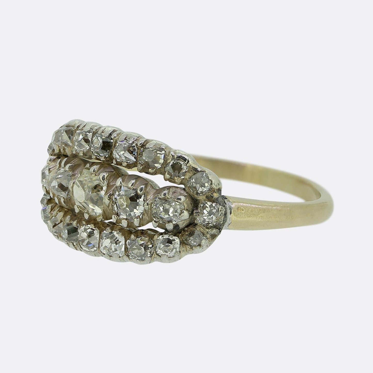 Georgian Old Cut Diamond Three-Row Ring