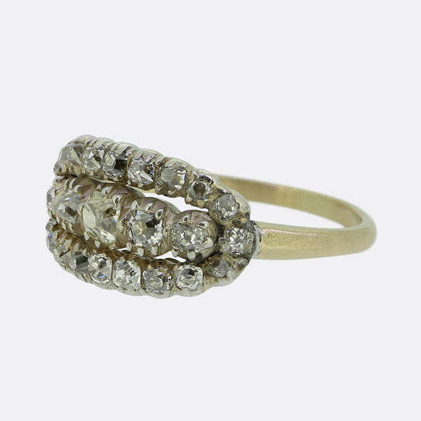 Georgian Old Cut Diamond Three-Row Ring